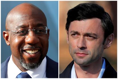 Senadores eleitos da Geórgia, reverendo Raphael Warnock, à esquerda, e Jon Ossoff, da Geórgia.