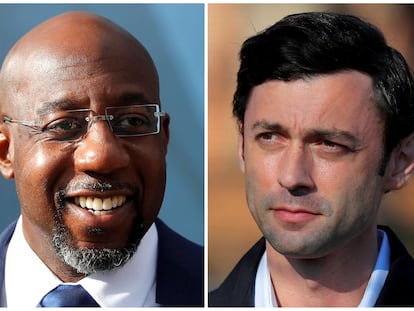 Senadores eleitos da Geórgia, reverendo Raphael Warnock, à esquerda, e Jon Ossoff, da Geórgia.