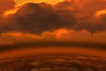 Recreación de la superficie  de Venus.