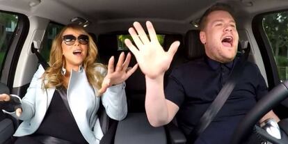 James Corden con Mariah Carey.