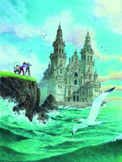 La  catedral en el mar. Cartel para el Cartoon Forum 2004
 2004. Tinta y acr&iacute;lico sobre papel. 48 x 36 cm
 