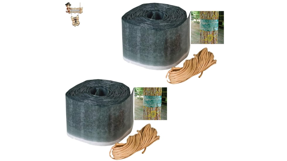 Protector de árbol con cinta de fijación.