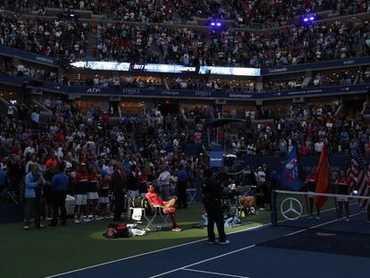 Rafa Nadal, antes de la ceremonia de entrega del trofeo del US Open.