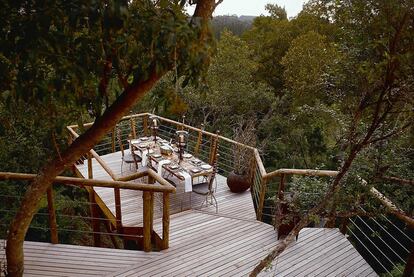 Piscina privada. Aire acondicionado. Wifi, terraza con vistas, bañera de piedra... lujo entre los árboles. Este <i>resort</i>, miembro de Relais & Châteaux, se abrió en 2001 en una selva al sur de Sudáfrica. Cuenta con 10 <i>suites</i> y 6 villas unidas por pasarelas. Desde 140 euros por persona. <a href="http://www.hunterhotels.com/tsalatreetoplodge" target="_blank">www.hunterhotels.com/tsalatreetoplodge</a>