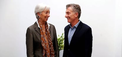 Christine Lagarde, directora gerente del FMI, y Mauricio Macri, presidente de Argentina. 