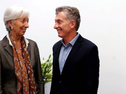 Christine Lagarde, directora gerente del FMI, y Mauricio Macri, presidente de Argentina. 
