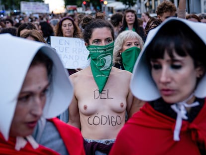 Manifestación a favor del aborto frente al Ministerio de Justicia en Madrid, en septiembre de 2022.