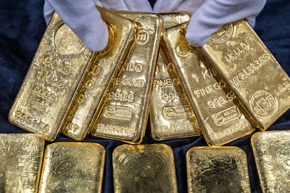 Lingotes de oro de contrabando en una oficina de aduanas en Corea de Sur, en una imagen de archivo.