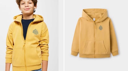 Esta sudadera abierta infantil, disponible en un tono ocre como el amarillo, queda genial para estrenar en otoño.