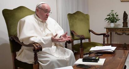 Pope Francis on Friday, during the interview with EL PAÍS.