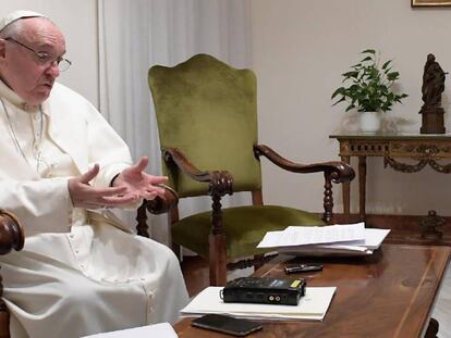 El papa Francisco el viernes, durante la entrevista con este periódico