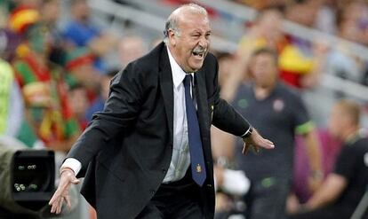 Del Bosque, durante el partido.