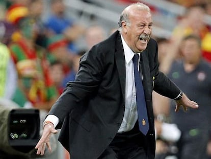 Del Bosque, durante el partido.