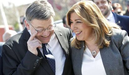 Puig y D&iacute;az durante la celebraci&oacute;n del D&iacute;a de Andaluc&iacute;a en Valencia.