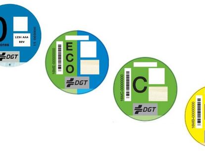 Distintivos de los vehículos en función del impacto ambiental