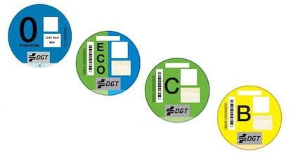 Distintivos de los vehículos en función del impacto ambiental