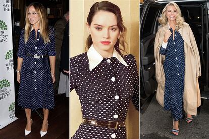 Sarah Jessica Parker, Daisy Ridley y Christie Brinkley llevando el famoso vestido.