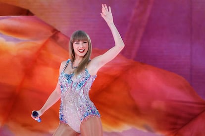 Taylor Swift, durante un concierto en el estadio Santiago Bernabéu de Madrid, en mayo pasado.