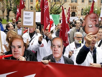 Manifestación contra los recortes en Cataluña.