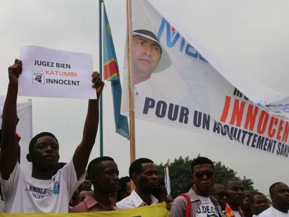 Seguidores de Moises Katumbi en una protesta en Kinshasa este miércoles.