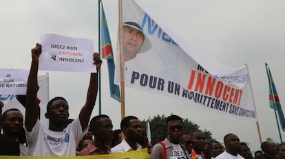 Seguidores de Moises Katumbi en una protesta en Kinshasa este miércoles.