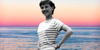 La eterna camiseta de rayas marineras lucida por Audrey Hepburn.