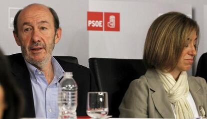 Alfredo Pérez Rubalcaba y Carme Chacón, en el Comité Federal.