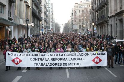Els treballadors del metro s&#039;han manifestat a Barcelona.