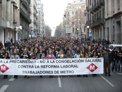Els treballadors del metro s&#039;han manifestat a Barcelona.