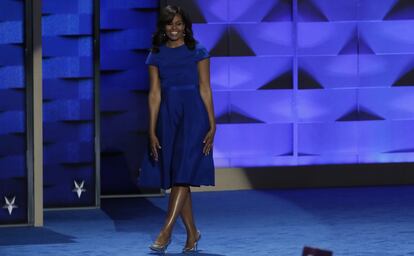 Michelle Obama, vestida de Christian Siriano, en la convención demócrata del pasado julio.