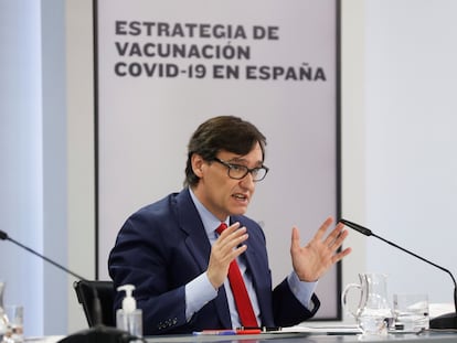 El ministro de Sanidad, Salvador Illa, el martes, en la rueda de prensa posterior al Consejo de Ministros.