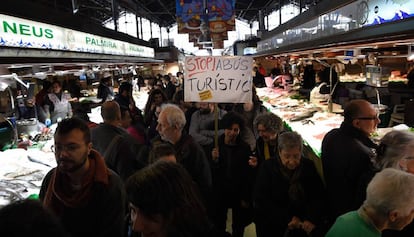 Protesta en La Boqueria en enero.