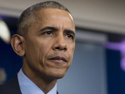 Obama, el viernes, en la rueda de prensa en la Casa Blanca