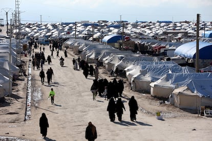 Campamento de detenidos de Al Hol, en el noreste de Siria, en 2019.