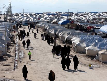 Campamento de detenidos de Al Hol, en el noreste de Siria, en 2019.