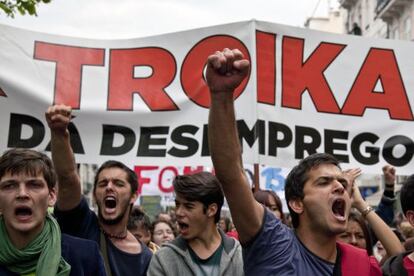 Protesta contra la troika en Lisboa, el pasado 1 de mayo.