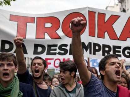 Protesta contra la troika en Lisboa, el pasado 1 de mayo.