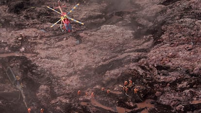 Imagem do dia 25 de janeiro de 2019 após o rompimento da barragem do Córrego do Feijão, em Brumadinho.