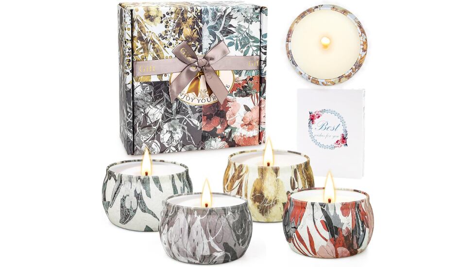 Este juego de velas aromáticas viene en una linda caja de regalo.