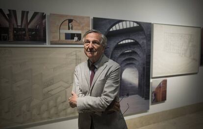 Rafael Moneo, en su exposición en el Thyssen, en Madrid.