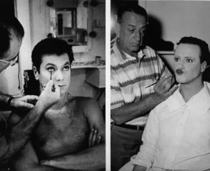 Curtis y Lemmon, en maquillaje.