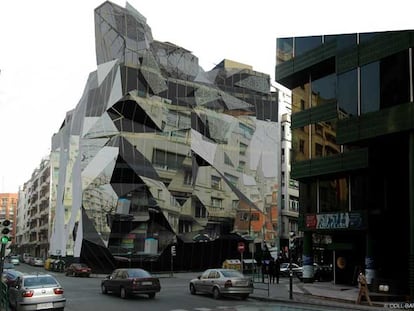 Montaje fotográfico de la nueva Sede de Osakidetza, de Coll-Barreu Arquitectos.
