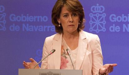 La presidenta de Navarra, Yolanda Barcina, explica en junio de 2012 la ruptura con el PSN.