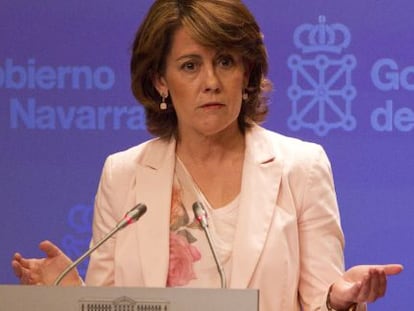 La presidenta de Navarra, Yolanda Barcina, explica en junio de 2012 la ruptura con el PSN.