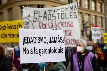 Manifestación del Movimiento de Pensionistas, en febrero de 2022 en Madrid.