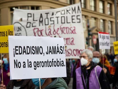 Manifestación de pensionistas en Madrid.