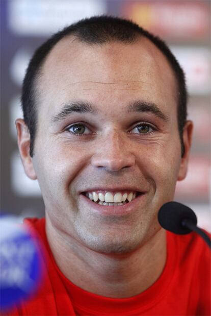 Andrés Iniesta, durante la rueda de prensa.