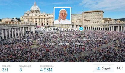 Twitter del papa Francisco en espa&ntilde;ol.