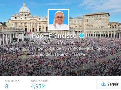 Twitter del papa Francisco en espa&ntilde;ol.