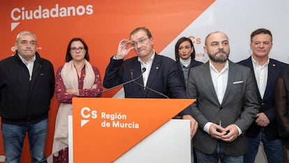 Los líderes de Ciudadanos en Murcia, tras conocer los resultados de las generales del 10-N.